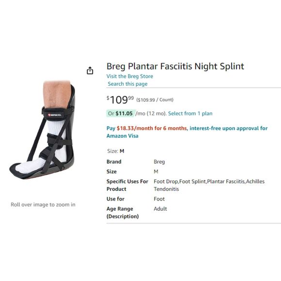 *NEW* Breg Plantar Fasciitis Night Splint Sz Med - Picture 4 of 4